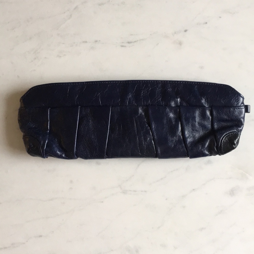 Genuine Leather Navy Clutch